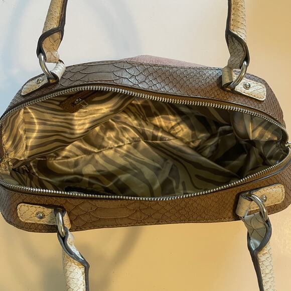 Guess Colorblock  Satchel Bag White Pink Gray Faux Snakeskin Y2K Purse Handbag - Picture 5 of 14